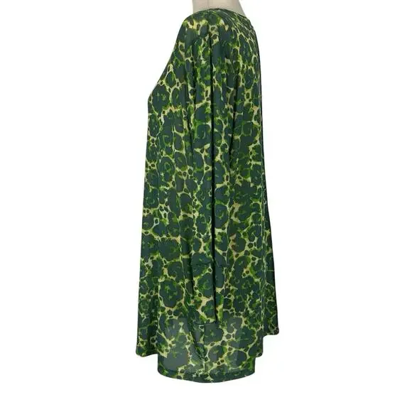 LOGO Layers Lori Goldstein Top Women XL Jade Green Sheer Mesh Tunic Layer Artsy - Picture 2 of 13